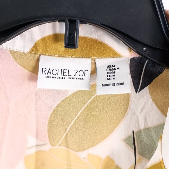 Rachel Zoe Satin Leaf Print Button Front Pajama Top Size M - Picture 3 of 6